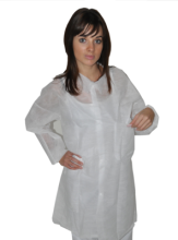 Hopen hygiene gown in PP 40 g/m² with collar & 2 pockets
