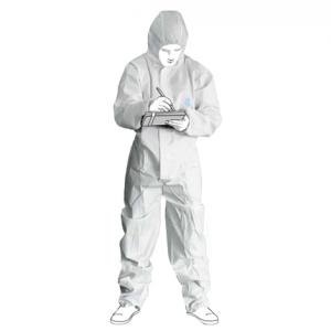 Type 5B/6B Hop'Safe Plus coverall in PP SMS 65 g/m² + PE membrane with a hood