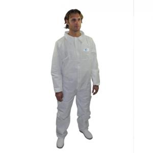 Type 5B/6B Hop'Safe Plus coverall in PP SMS 65 g/m² + PE membrane with a collar
